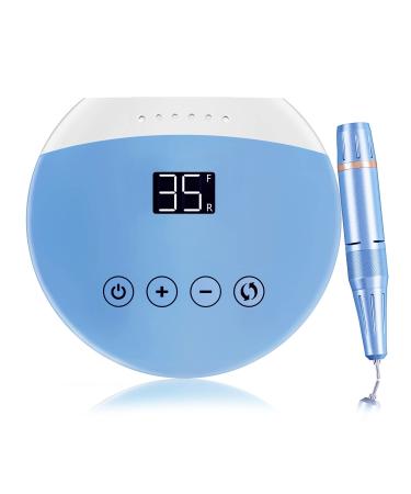 ENGERWALL Electric Nail Drill 35000 RPM Professional Low Noise Low Vibration Low Heat Electric Nail Files with Touch Buttons Nail Drill for Acrylic Nails and Gel Nails for Salon and DIY Use Blue
