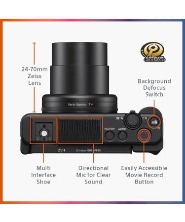 Sony ZV-1 Digital Camera for Content Creators, Vlogging and YouTube with Flip Screen, Built-in Microphone, 4K HDR Video, Touchscreen Display, Live Video Streaming, Webcam Camera only Black - Buy Online on SooperMarket.com
