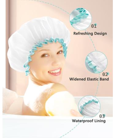 Mikimini Waterproof Shower Cap for Women & Girls - Reusable Washable Cute & Soft - Medium White (1 Pack) - Buy Online on SooperMarket.com