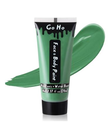 Go Ho Green Cream Face Body Paint 2.37 Oz(70ml) Water Based Green Hulk Witch Gamora Grinch Makeup Face Painting for Adults Children SFX Cosplay Costumes Festivals Halloween&St. Patrick's Day