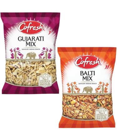 Snack Bundle With Cofresh Gujarati Lentil & Peanut Mix Bag 325g and Balti Mix 325g (2 Pack)