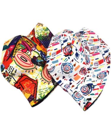 Quanhaigou Reversible Bucket Hat for Men Women - Packable Sun Hat for Outdoor Travel Hiking Beach - Colorful Graffiti Print - Buy Online on SooperMarket.com