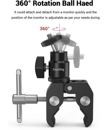 SmallRig Super Clamp Mount with Mini Ball Head & Hot Shoe Adapter for LCD Monitors, LEDs, Flash, Microphones - Compatible with Gopro, DJI Action 2, Insta360 - Buy Online on SooperMarket.com
