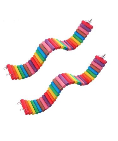 HAMILEDYI Hamster Rainbow Bridge,Flexible Bendy Climbing Ladder Hanging Wooden Chew Toy for Bird Parrot Guinea Pig Chinchilla Chipmunk Sugar Glider Gerbil Mice Squirrel Small Animal(Pack of 2)