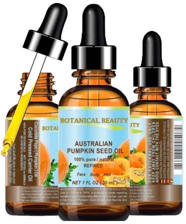 Australian PUMPKIN SEED OIL Pure Natural Virgin Unrefined Cold Pressed Carrier Oil. 1 Fl.oz.- 30 ml. for Face Skin Hair Lip Nails by Botanical Beauty