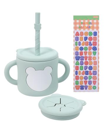 ROISDIYI Sippy Cups for Baby 6 Months Silicone Baby Straw Cup 8 OZ Spill-proof  Removable Snack Cup-Lid  Easy Hold Handles  Small Baby Training Cup for 6 Month+ Help Bottle to Cup Transition Sky Blue