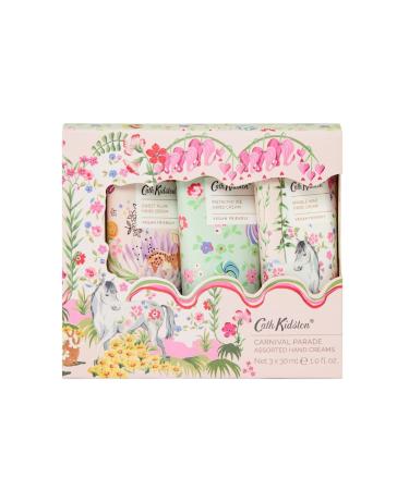 Cath Kidston Carnival Parade Hand Cream Trio |Vegan & Shea Butter Hand Creams |Sweet Plum | Pistachio Ice | Marble Mint |Travel Set | Gift Set | 3x30ml