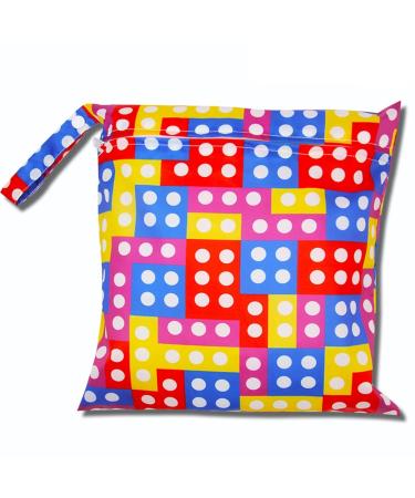 Egurs Wetbag Waterproof Reusable Diaper Bag Nappy Bag Rubik's Cube M 30 * 28cm M 30*28cm Rubik's Cube