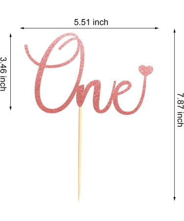 Arthsdite One Cake Topper with Heart Baby First Birthday Cake Decorations for Baby Shower Boys Girls Kids 1st Birthday Party Decorations Supplies - Rose Gold Glitter - Buy Online on SooperMarket.com