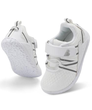 JOINFREE Baby Sneakers Toddler Shoes Soft Anti-Slip Sole Newborn First Walkers Infant Toddler Breathable Athletic Running Shoes 6-12 Months White