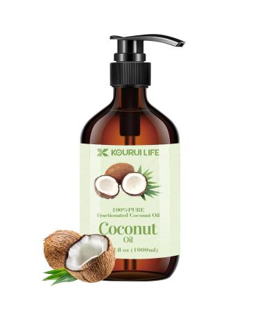 Fractionated Coconut Oil for Skin and Hair - Liquid Coconut Oil for Hair Care and Body Oil for Dry Skin - Pure Coconut Oil as Carrier Oil for Hair Moisturising