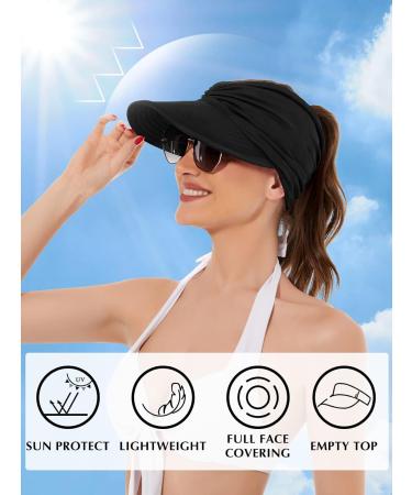 Komorebi Women's UV Protection Sun Hat with Wide Brim and Ponytail Opening - Black, One Size - Buy Online on SooperMarket.com