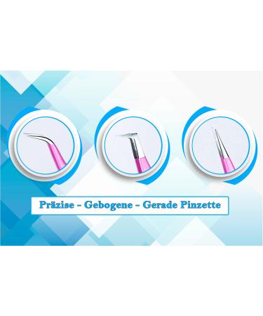 SMI 3 Pink Eyelash Tweezers Set - Pointed & Bent Stainless Steel for 3D/6D Volume Eyelash Extensions | Eyelash Pliers with Case - Buy Online on SooperMarket.com