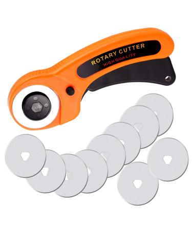 Rotary Cutter 45mm Rotary Cutter for Fabric Rotary Fabric Cutter with Safety Lock Included Extra 10 Pack 45mm Replacement Blades Ergonomic Rotary Cutter Tool for Quilting Sewing Arts Crafts 11Pcs