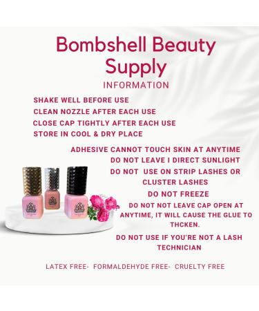 Bombshell Beauty Supply Lash Adhesive - Professional Volume Eyelash Extensions 5ml 0.5 Sec Drying Time 6-7 Weeks Retention Black Semi-Permanent Adhesive - Buy Online on SooperMarket.com