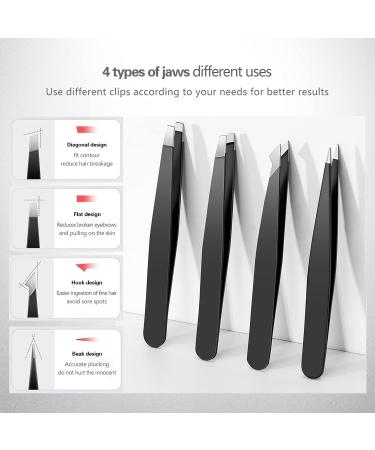 Derlaier Tweezers Set - High Precision Stainless Steel Eyebrow Tweezers for Facial Hair Removal, Ingrown Hair, and Splinter Removal - Buy Online on SooperMarket.com