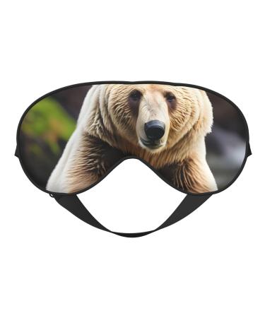 SSIMOO White Bear Brown Bear Soft Sleep Eye Mask Female Breathable Eye Patch Perfect for Travel and Relaxation Black