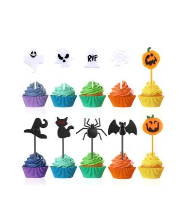 Halloween Cupcake Toppers Set of 10 Cake Decorating Toothbrush Ornaments for Home Birthday Holiday Gift Supplies Halloween Cupcake Toppers Plastic 10 Halloween