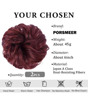 PORSMEER 2-Pack Curly Wavy Messy Hair Bun Extensions for Women - Red - Buy Online on SooperMarket.com