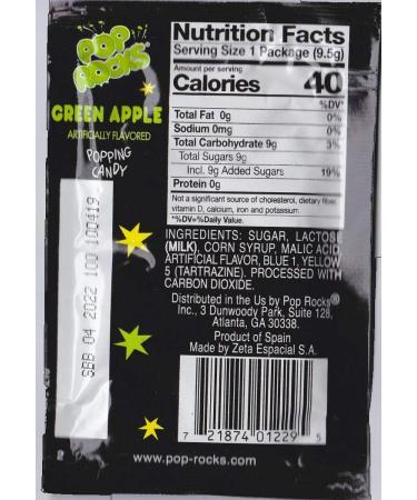 Pop Rocks Green Apple Popping Fizzing Crackling Candy 6pk (Green Apple 6 Pack) Green Apple 9.5 g (Pack of 6) - Buy Online on SooperMarket.com