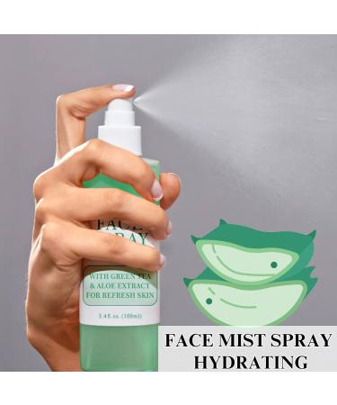 Aloe Vera Hydrating Face Mist Facial Spray with Aloe & Green Tea Makeup Setting Spray for Face Aloe Vera Face Toner for Dry Skin Soothing Face Spray Nourishing Dry Skin & Relieve Acne 100ml - Buy Online on SooperMarket.com