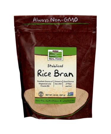 NOW Foods, Rice Bran, Source of Magnesium, Vitamin B6, Fiber and Iron, USA-Grown, Gluten-Free and Certified Non-GMO, 20-Ounce (Packaging May Vary)
