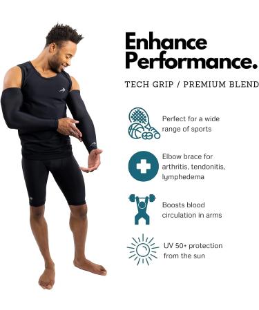 CompressionZ UV Protection Compression Arm Sleeves for Men & Women - Black Elbow Sleeve - Buy Online on SooperMarket.com