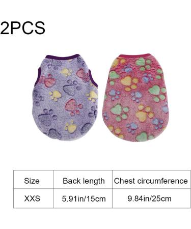 2 Pcs Warm Pet Shirt Footprints Pattern Pet Plush Pullover Soft Dog Plush Warm Hoodies Coat Apparel for Rabbit Cat Kitten Dog Puppy (XXS) - Buy Online on SooperMarket.com