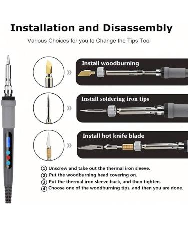 Aipudi Wood Burning Kit - 75Pcs with LCD Display & Adjustable Temperature | Soldering, Embossing, Carving Tips | Gray Carrying Case - Buy Online on SooperMarket.com