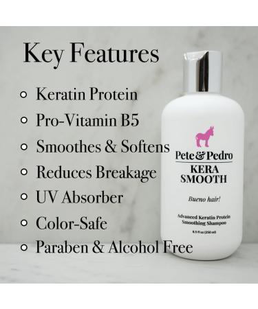 Pete & Pedro KERASMOOTH SHAMPOO - Strengthening Keratin Protein Cleanser Reduces Frizz & Flyaways Shark Tank Featured 6 oz - Buy Online Worldwide - Buy Online on SooperMarket.com