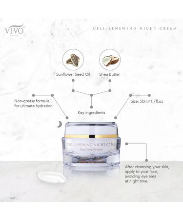 Vivo Per Lei Dead Sea Night Cream - Anti-Aging Moisturizer for Youthful Skin | 1.7 Fl Oz Shea Butter Night Cream - Buy Online on SooperMarket.com