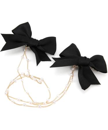 Buy Biitfuu 4Pcs Black Hair Bows with Pearl Chains - Stylish Hair Accessories for Girls & Women - International Shipping Available - Buy Online on SooperMarket.com