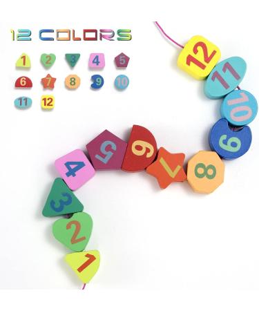 Wooden Learning Clock Toy for Kids - Educational Clock with Rope Numbers & Shapes | Perfect for Children Ages 3+ - Buy Online on SooperMarket.com