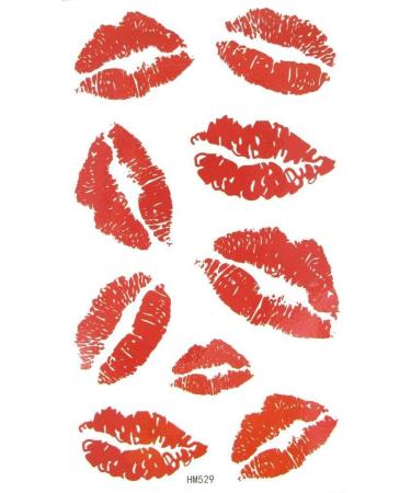 MapofBeauty Bright Watermelon Red Lip Prints Temporary Waterproof Tattoo Sticker(2 pcs/lot)