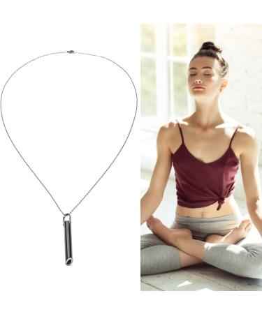 Breathing Necklace Anxiety Relief Necklace Unisex Fashionable Stainless Steel Stress Relief Necklace for Anxiety Relaxation Meditation Calming Down Panic Attack Relief (Black) - Buy Online on SooperMarket.com