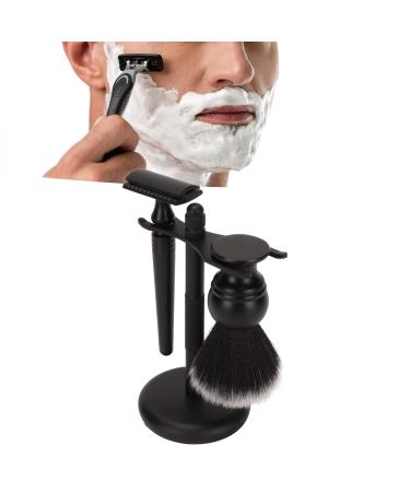 3pcs Safety Razor Handle Clean Shaver Double Edge Razor Beard Grooming Tool with Stand Holder for Men