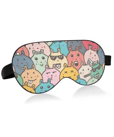 Haskirky Light Blocking Eye Mask Breathable and Adjustable Adult Men and Women Travel on Business Trips Yoga Meditation Light Smooth Comfortable Eye Mask Office Deep Sleep Goodies Cute Rabbit Doodl