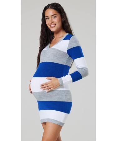 HAPPY MAMA Maternity Knit Colour Block Jumper Dress 405p Royal Blue - Size 8-10 - Buy Online on SooperMarket.com