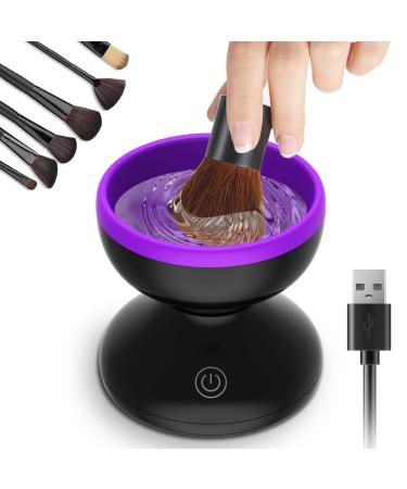 Electric Makeup Brush Cleaner, Make up Brush Clean Machine, Brush Cleaning Mat, Automatic Cosmetic Paint Brush Cleaner Spinner, Christmas Stocking Stuffers Gifts for Women Girlfriend Wife Mom Daughter Purple