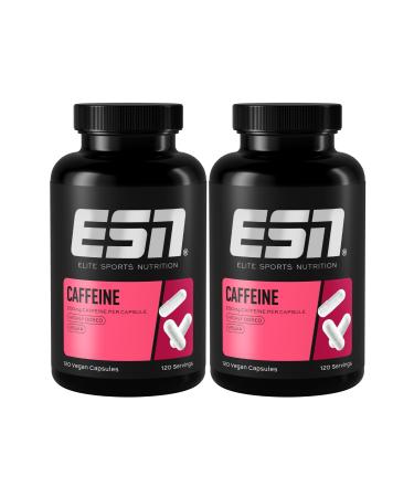 ESN Caffeine caps 2 x 120 capsules high -dose caffeine capsules 200 mg caffeine per daily portion vegan tested quality - made in Germany 120 capsules (2 -pack)