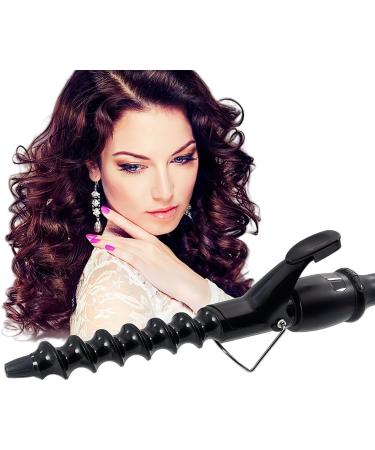 Spiral Hair Curler Beach Wave Curler 25mm Spiral Curling Iron Wand Professional 1 inch Ceramic Crimping Iron for Short and Long Hair LCD Display Hair Crimper Beach Wave Curler Hair Wand - Buy Online on SooperMarket.com