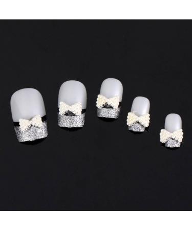 OrangeTag White Pearl Bow Tie 3D Nail Art Slices - Set of 10 DIY Decorations - Buy Online on SooperMarket.com