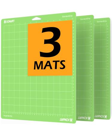 XINART StandardGrip Cutting Mat for Cricut Maker 3/Maker/Explore 3/Air 2/Air/One(12x12 Inch, 3 Mats) Standard Adhesive Sticky Green Quilting Cricket Cutting Mats Replacement Accessories for Cricut A-StandardGrip 3Mats 12"x12"