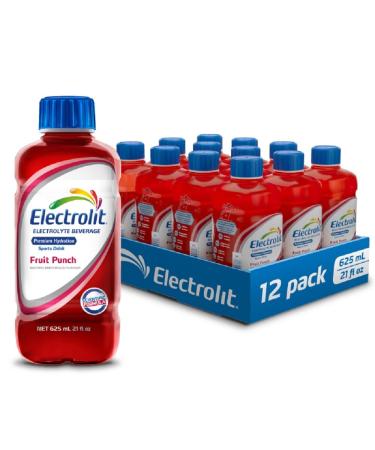 Electrolit Hydration Beverage & Recovery Drink w/Electrolytes 625ml - Pack of 12- FRUIT PUNCH