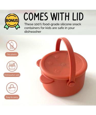MYINNI Penguinni Spill Proof Snack Cup for Toddlers - Travel-Friendly with Lid | No Spill Snack Catcher with Bucket Handle | Octopus Orange - Buy Online on SooperMarket.com