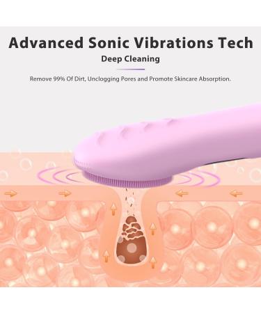 Face Scrubber Brush - Electric Silicone Sonic Facial Cleansing Brush with LCD Rechargeable & Waterproof for Deep Cleansing - Thermal Massager for Men & Women - Pink - Buy Online on SooperMarket.com