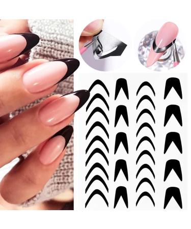 French Tip Nail Stickers 6 Sheets French Nail Art Airbrush Templates Funny Printing Decal 3D Self-Adhesive Butterfly Star Heart Designs Hand Painted French Manicure Decals for Acrylic Nails Decoration