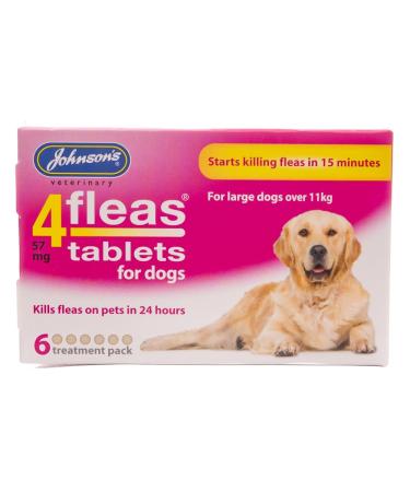 Johnsons Veterinary Products 4Fleas Dog Flea Tablets for Large Dogs 6 Tablets