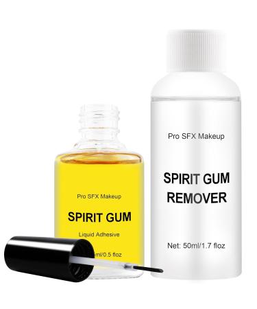 DELISOUL Spirit Gum Adhesive And Remover Combo Kit - Amber - 1.7 Fl Oz. - 0.5 Fl Oz.