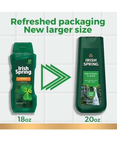 Irish Spring Original Clean Body Wash for Men - 20 Fl Oz (Pack of 2) | Fresh Scent & Long-Lasting Clean - Buy Online on SooperMarket.com